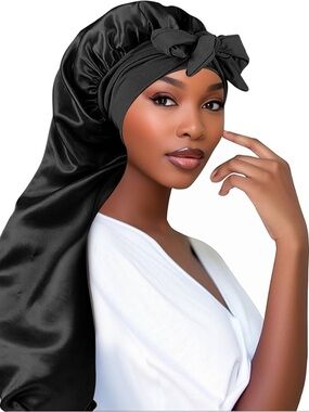 3/$25 Extra Long Satin Bonnet With Tie Band  For Braids Locs Long Hair